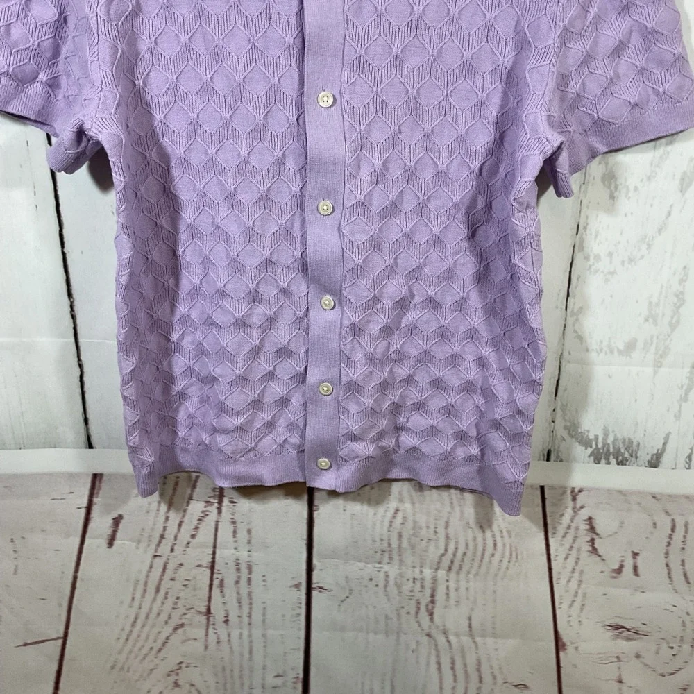 Abercrombie Fitch Stitch Button Through Sweater Polo Men‎ M Textured Knit Preppy